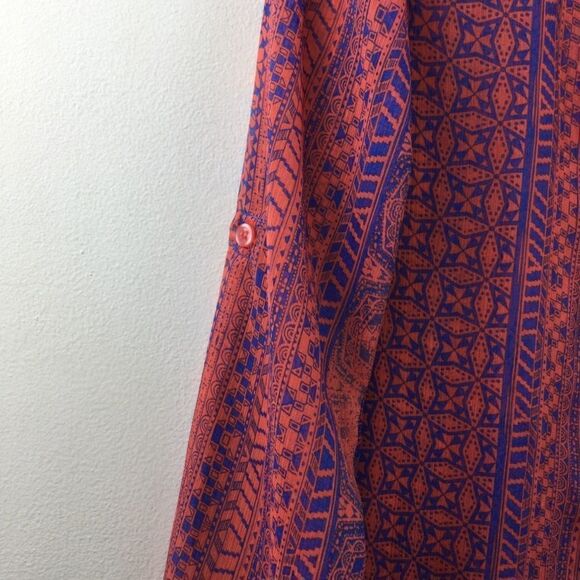 Kut from the Kloth Button Down Coral Blue Floral Top, Size Small - Picture 13 of 13
